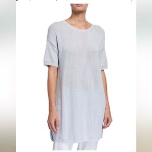 Eileen Fisher Gray Tunic with Ribbed Crew Neck